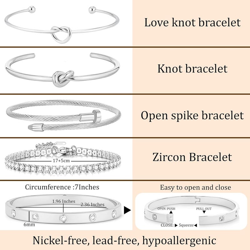 FAFUGA 18 K Gold Plated Love Bangle Bracelet Stack Cuff Jewelry for Women Jewelry Set for Women Gift with Box - Image 4